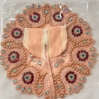 Laddu-gopal-dress-size-3-peach -red-sequin-peach-swirls