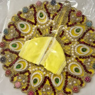 Laddu Gopal Dress – Size 3 | Yellow Embroidered Dress with Pearl and Stone Work