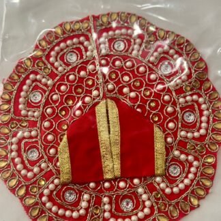 Laddu Gopal Dress – Size 3 | Red Dress with Golden Mirror and Pearl Handwork