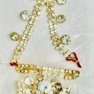 Laddu Gopal Mukut and Mala Set with Sparkling White Diamond Stones