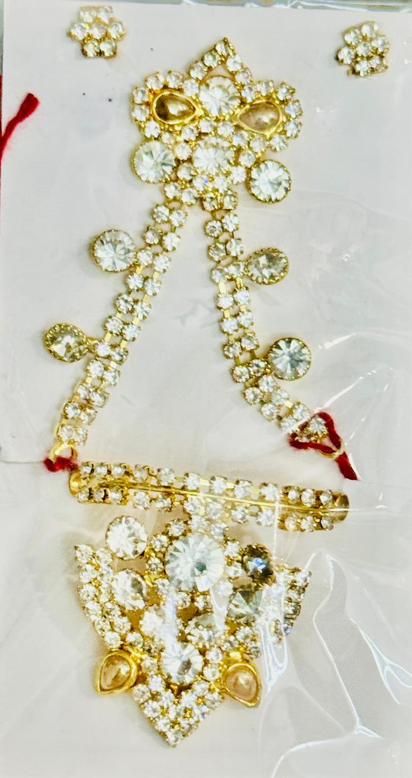 Laddu Gopal Mukut and Mala Set with Sparkling White Diamond Stones