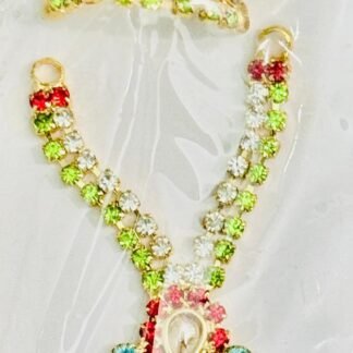 Multicolor Laddu Gopal Mala and Mukut Set with Earrings