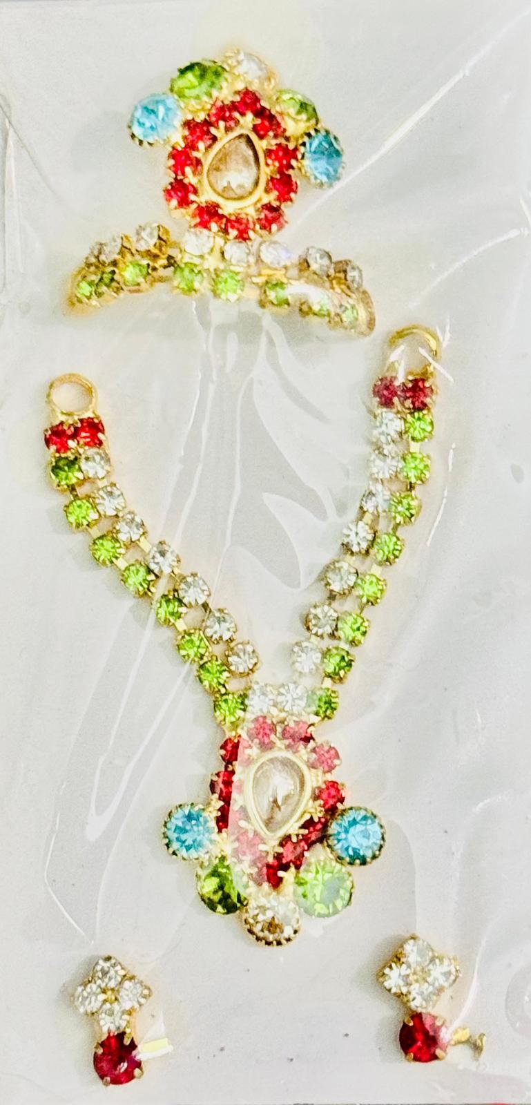 Multicolor Laddu Gopal Mala and Mukut Set with Earrings