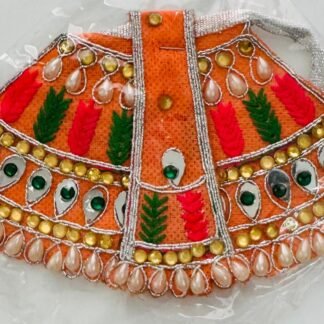 Orange Embroidered Lehenga with Pearl and Mirror Accents