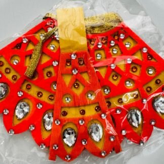 Radha Rani Dress – Orange & Yellow with Crystal Stone Detailing