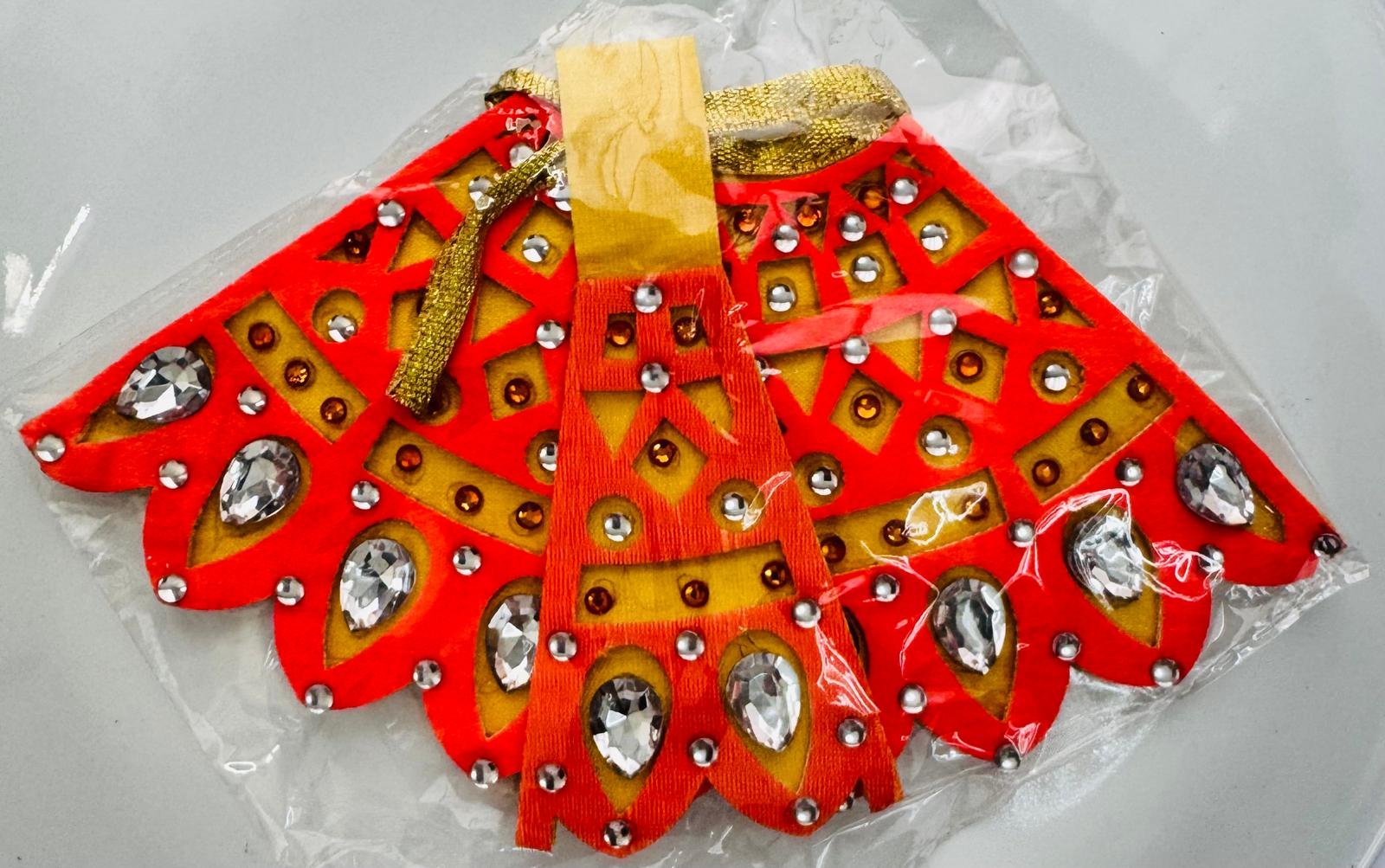 Radha Rani Dress – Orange & Yellow with Crystal Stone Detailing